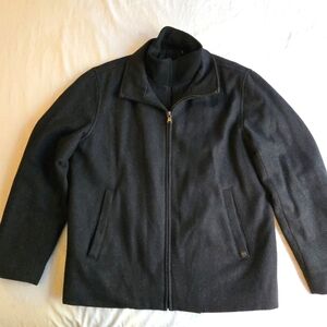 Calvin Klein Wool Double Zip Insulated Lined Bomber Jacket Charcoal Marl